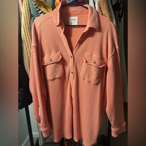Aerie Coral Button-Up Jacket